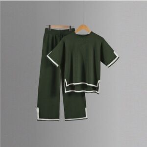 Elegant SET Dark Green Two-Piece Jumpsuit